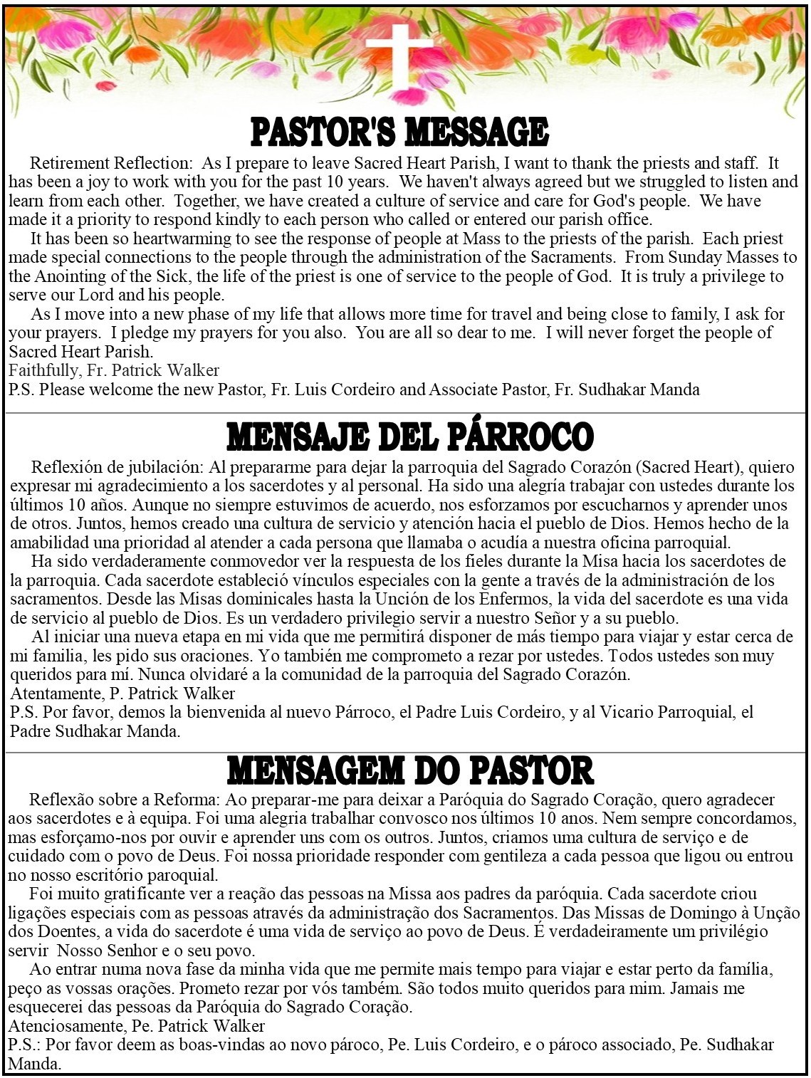 Fr. Pat Message