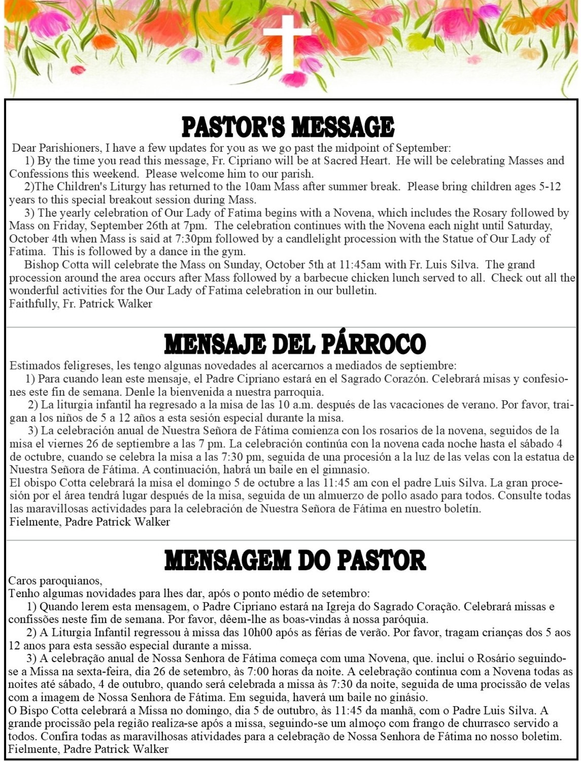 9 21 2025 Pastors Message