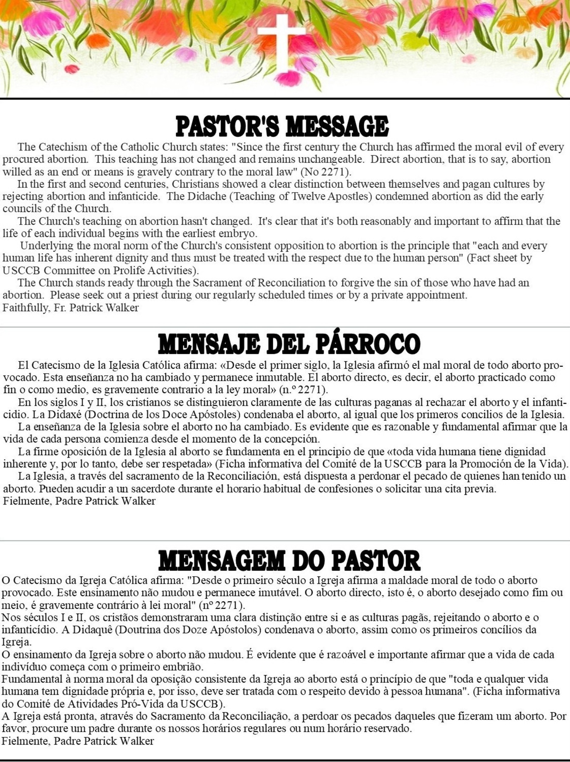 Pastors Message 10 5 2025
