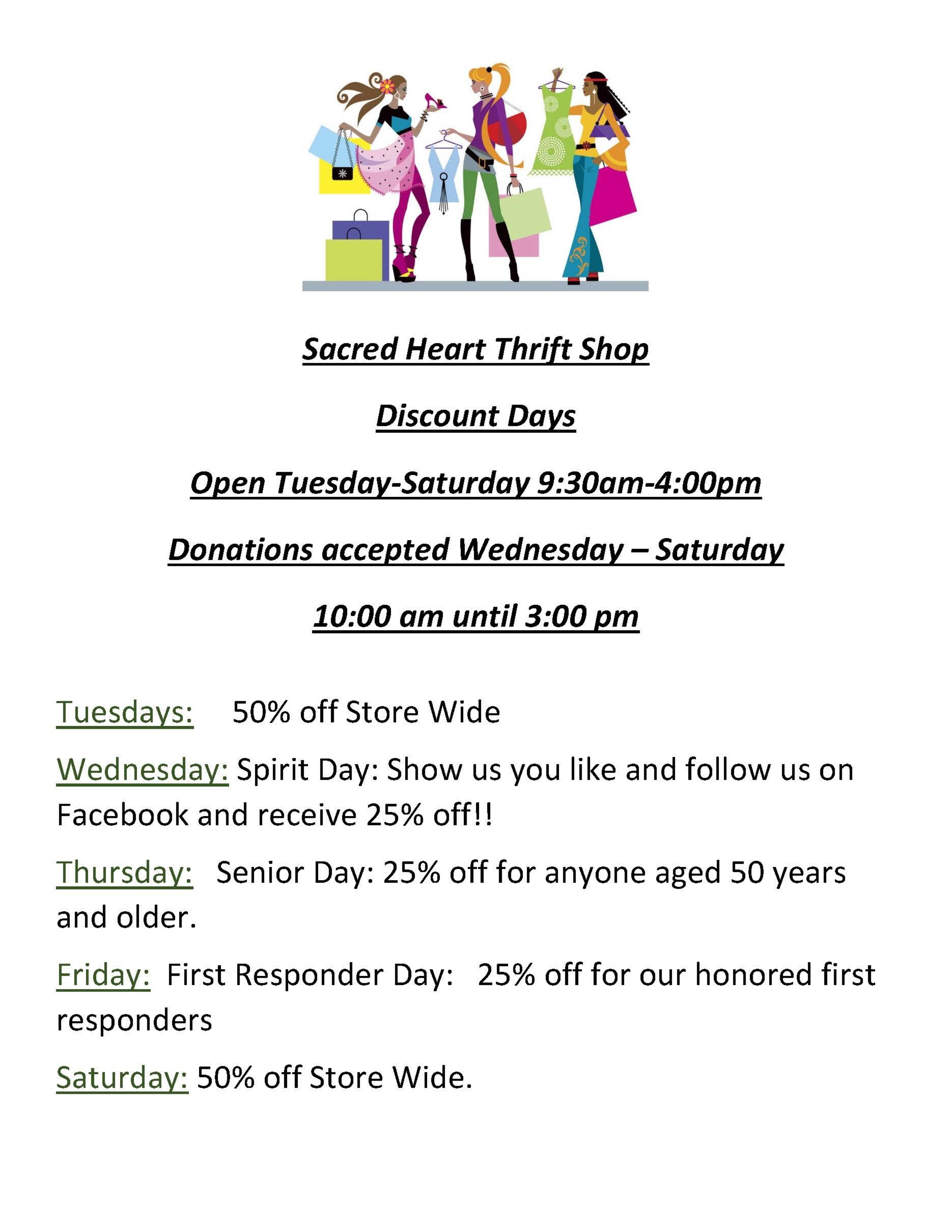 Sacred Heart Thrift Shop Hours