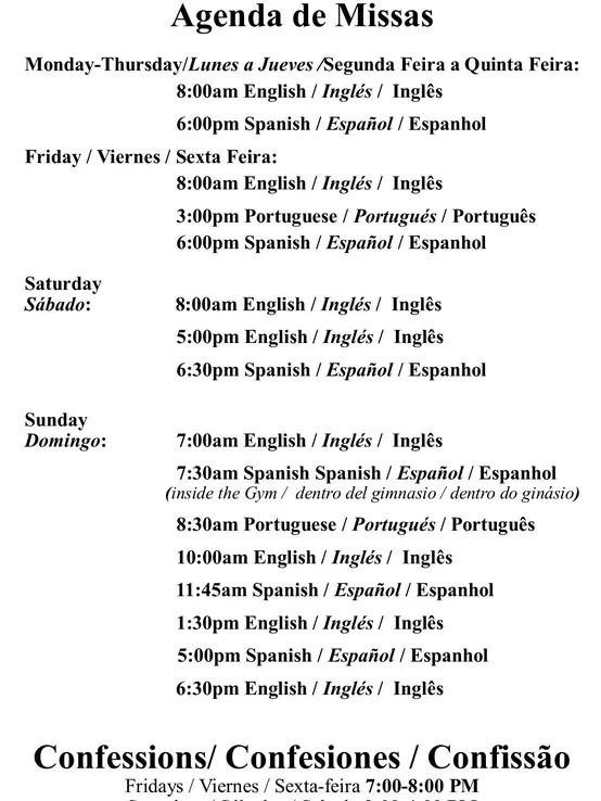 Mass Schedule 2025
